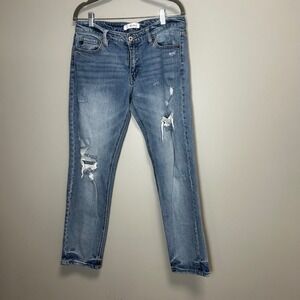 Kancan Skinny straight leg mid wash distressed size 9/28 jeans